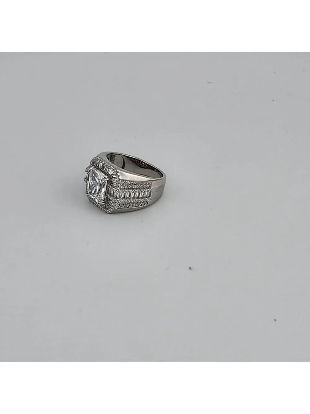 Brand New Sterling Silver 925 Rectangle Gemstone Cz Ring